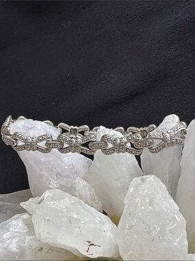 Dallas Prince EUC sterling & genuine marcasite gemstone bracelet. Sz 6-3/4”